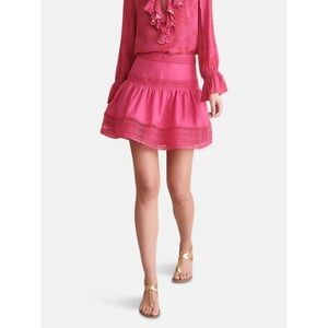 Haute Hippie Catherine Lace Trimmed Mini Skirt